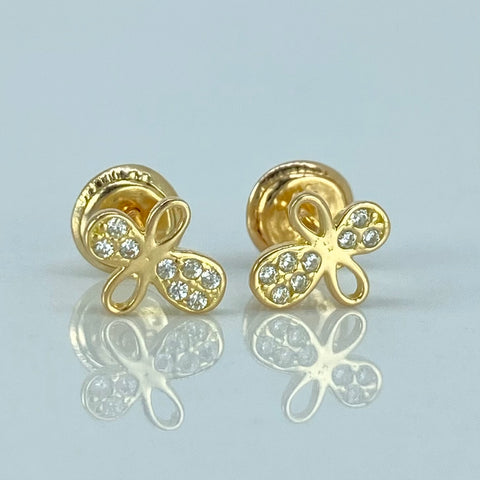 Topos Cruz Circones Blancos Oro amarillo 0,81 Gr / 6,5 mm *