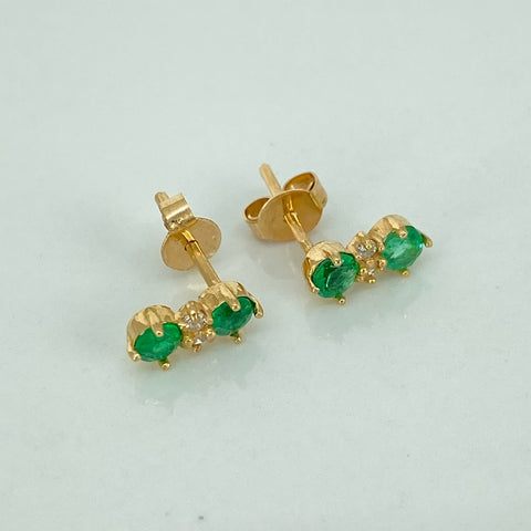 Topos Moño Esmeraldas 60pts Diamantes 2pts Oro amarillo 18k 1,39 Gr *