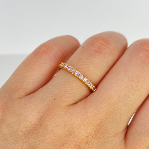 Anillo Churumbela Circones Rosas Oro amarillo 18k / Talla 7 / 1,35 Gr †