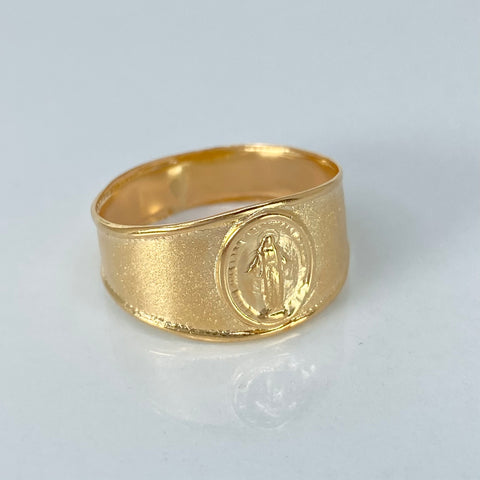 Anillo Sello Virgen Milagrosa Oro amarillo 18k / Talla 10 / 2,2 Gr *