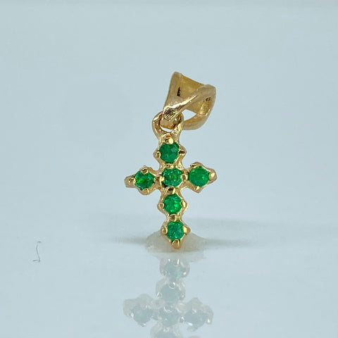 Dije Cruz Esmeraldas 10PTS Oro amarillo 0,5 Gr / 1,5 Cm *