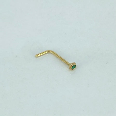 Piercing Circon Verde / Oro Amarillo 18k (Joya) / 0,12gr / 1.1cm / (Nariz)