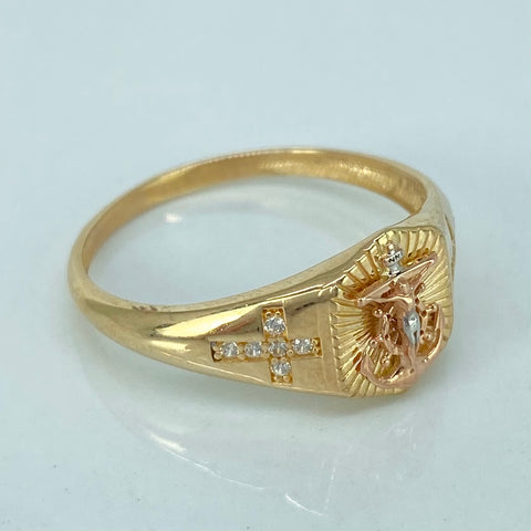 Anillo Ancla Circones Blancos Tres oros / Talla 9 1/2 / 3,25 Gr