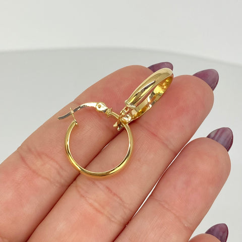 Candongas Semi Planas Oro amarillo 18k 1,8 Gr / 2,1 Cm  *