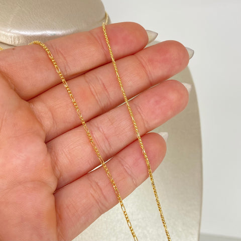 Cadena ● Franco 3x1 Oro amarillo 18k +2 / 3,16 Gr / 1,1 mm / 45 Cm