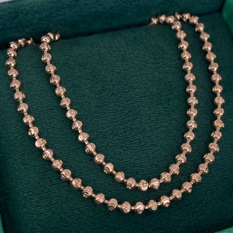 Cadena Militar Diamantado Luna NAC ESP Oro rosa 18k +1 / 19 Gr / 3 mm / 60 Cm *