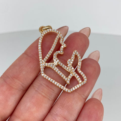 Dije Virgen Maria Circones Blancos Oro amarillo 6,75 Gr / 5,5 Cm *
