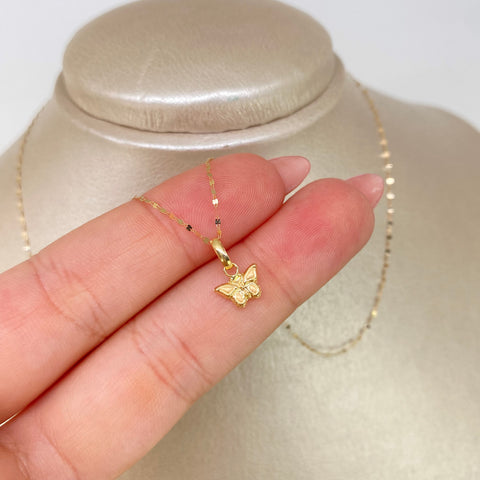 Set Cadena  Crispeta + Dije Mariposa Oro amarillo 18k 0,7 Gr / 1 mm / 50 Cm *