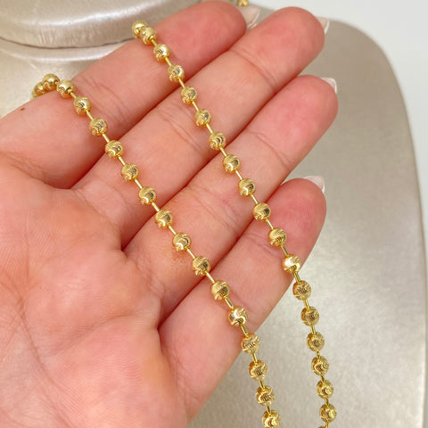 Cadena Militar Diamantado Luna NAC ESP  Oro amarillo 18k +1 / 12,5 Gr / 3,7 mm / 50 Cm *
