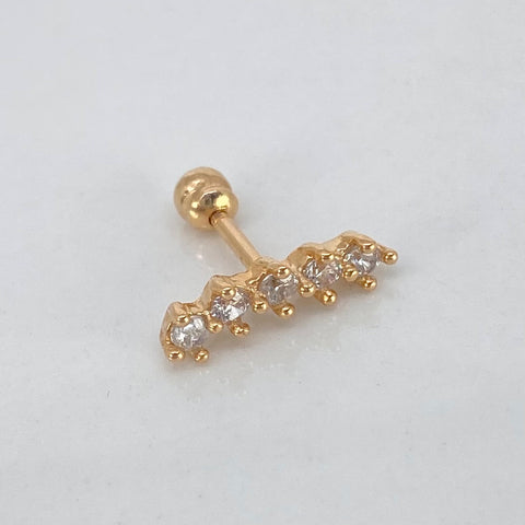 Piercing Cinco Circones Blancos / Oro Amarillo 18k (Joya) / 0,66gr / 1.1cm / (Oreja) †