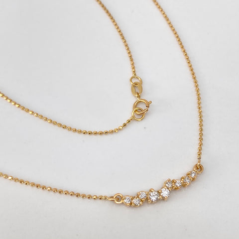 Cadena ● Mini Militar 8 Diamantes 22Pts Oro amarillo 18k 2,5 Gr / 1 mm / 42 Cm †