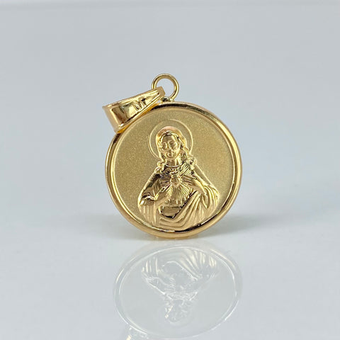 Dije Sagrado Corazon / Virgen Del Carmen Oro amarillo 2,25 Gr / 3,1 Cm