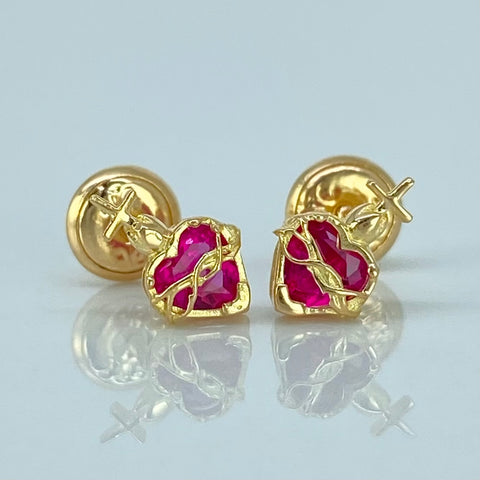 Topos Corazon Circon Fucsia Oro amarillo 1 Gr / 5,1 mm *
