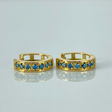 Candongas Huggys 14 Diamantes Azules 20PTS Oro amarillo 2,3 Gr / 1,2 Cm