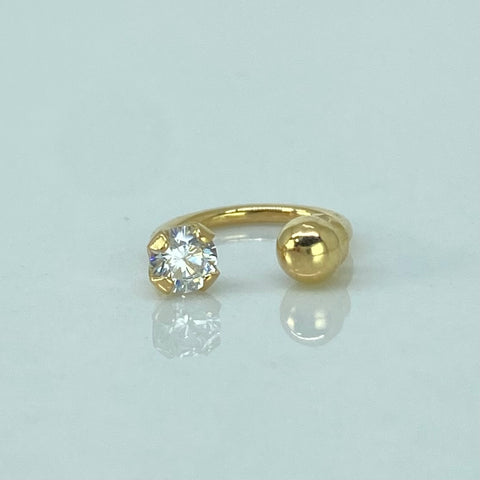 Piercing Aro Circon Blanco / Oro Amarillo 18k (Joya) / 0,48gr / 1.1cm / (Nariz) *