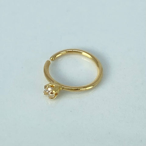 Piercing Aro Circon Blanco / Oro Amarillo 18k (Joya) / 0,26gr / 1cm / (Nariz) *