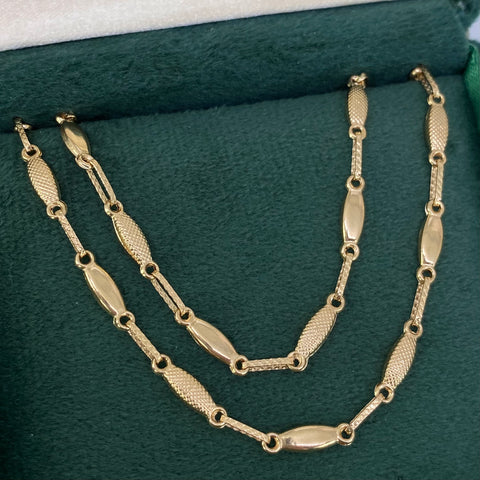 Cadena Rustica Eslabones Punteados Oro amarillo 18k 8,08 Gr / 3,3 mm / 60 Cm