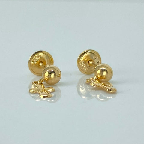 Topos Cruz Colgante Bola Lisa 4mm Oro amarillo 18k 0,75 Gr