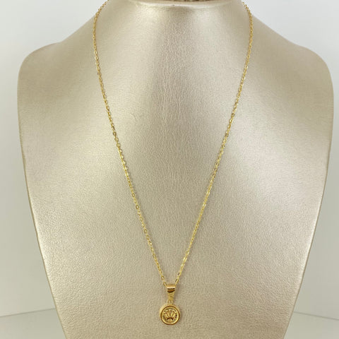 Set Cadena ● Aro Seguido + Dije Corona RX Oro amarillo 18k 1,35 Gr / 1,4 mm / 45 Cm *