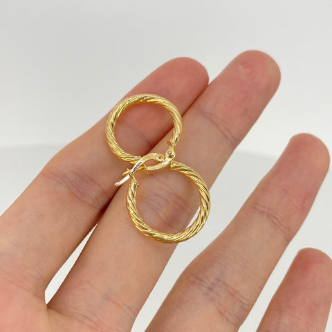 Candongas Entorchadas Oro amarillo 18k 1,55 Gr / 2,1 Cm  *