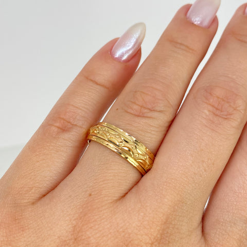 Anillo Argollas Matrimoniales Articulable Con Circones POR FABRICACION Oro amarillo 18k / Talla 7 /10 / 12 Gr *