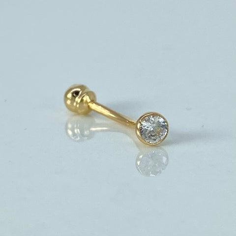 Piercing Circon Blanco / Oro Amarillo 18k (Joya) / 3mm / 0,31gr / 1.5cm / (Ceja) *