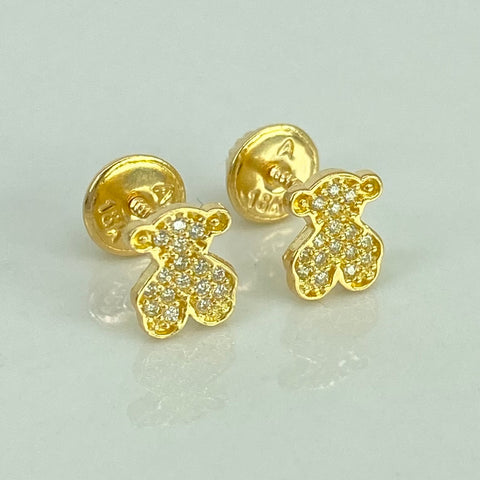Topos Oso TS Circones Blancos Oro amarillo 18k 0,89 Gr / 5,3 mm