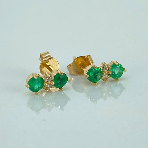 Topos Moño Esmeraldas 60pts Diamantes 2pts Oro amarillo 18k 1,39 Gr *