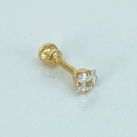Piercing Circon Blanco Cuadrado / Oro Amarillo 18k (Joya) / 0,3gr / 3.5mm / (Oreja) *