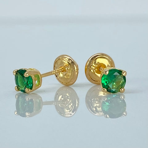 Topos Circon Verde Oro amarillo 18k 0,85 Gr / 4 mm †