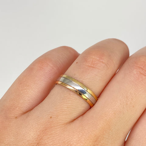 Anillo Argollas 3 Lineas POR FABRICACIÓN Tres oros 18k / Talla 7 / 10 Gr *