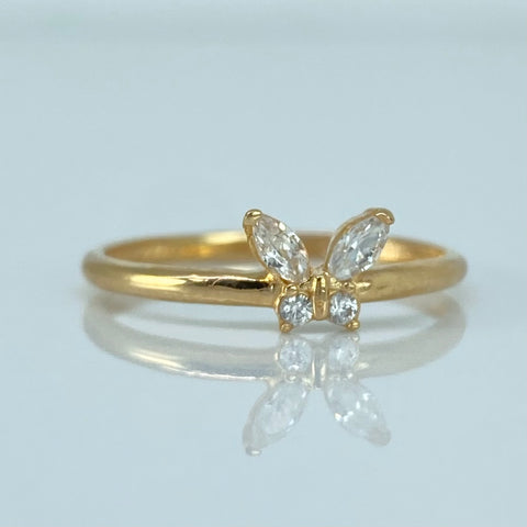 Anillo Solitario Mariposa Oro amarillo / Talla 6 3/4 / 1,2 Gr †