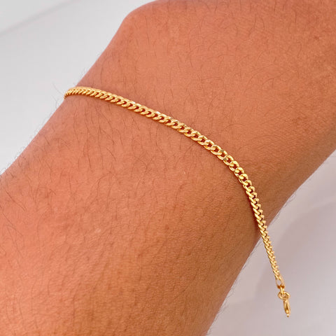 Pulso ● Mini Cubano Oro amarillo 18k +1 / 1,23 Gr / 2 mm / 19 Cm *