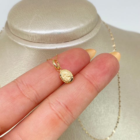 Set Cadena  Crispeta + Dije Virgen Del Carmen Oro amarillo 18k 0,7 Gr / 1 mm / 50 Cm *