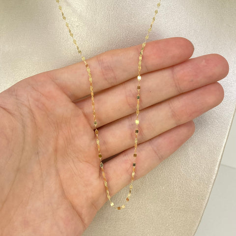 Cadena ● Flor Espejo Oro amarillo 18k +2 / 1,04 Gr / 1,5 mm / 50 Cm *