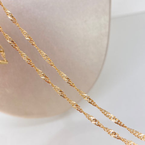 Cadena ● Singapur Oro amarillo 18k +3 / 2,1 Gr / 2,1 mm / 50 Cm †