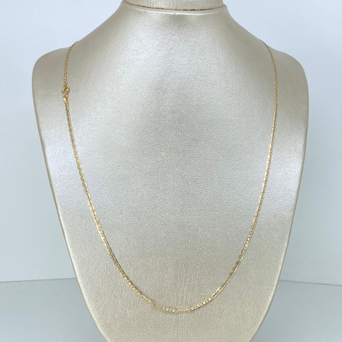 Cadena ● Escalera Plana Diamantada Tres oros 18k 4,37 Gr / 2 mm / 60 Cm *