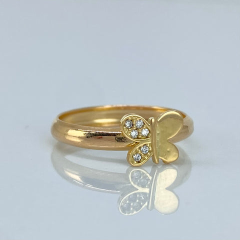 Anillo Mariposa Circones Blancos Oro amarillo / Talla 5 1/4 / 1 Gr