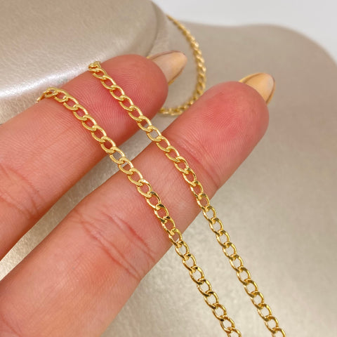 Cadena ● Cubana Oro amarillo 18k 2,68 Gr / 2,5 mm / 50 Cm