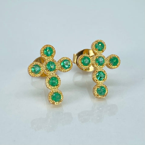 Topos Cruz Esmeraldas 22PTS  Oro amarillo 1,85 Gr / 9 mm †