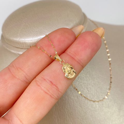 Set Cadena ● Crispeta + Dije Rostro Jesus Oro amarillo 18k 0,65 Gr / 1 mm / 45 Cm †