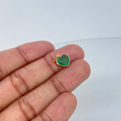 Dije Corazon Esmeralda 135PTS Oro amarillo 1,12 Gr / 1,7 Cm *