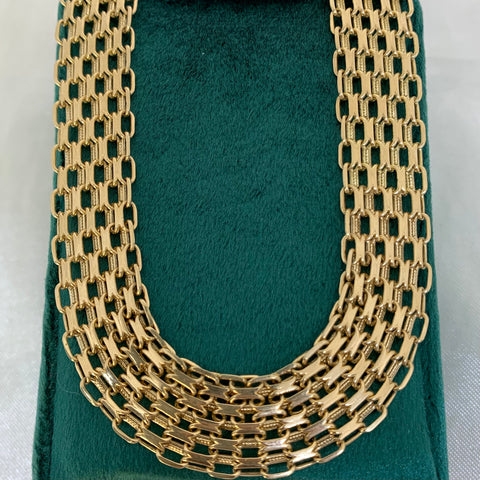 Cadena China Nacional Cuatro Carriles Oro Amarillo 18k 61,93 Gr / 15 mm / 55 Cm