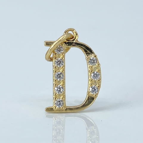 Dije Letra D Circones Blancos Oro amarillo 0,87 Gr / 1,9 Cm *
