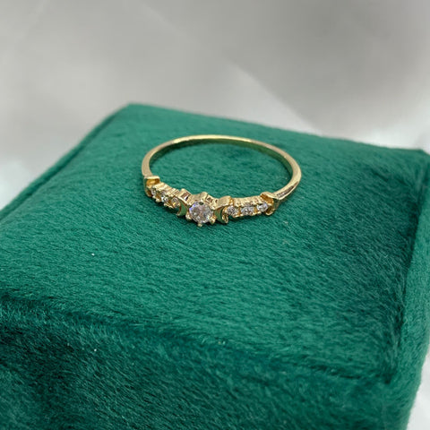 Anillo Circones Blancos Lunas En Extremos Oro Amarillo 18k Talla 7 1/2/ 1,41 Gr / *