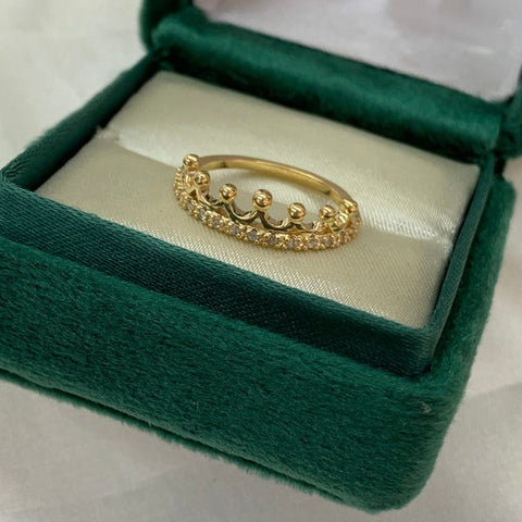Anillo Corona Circones Blancos Oro Amarillo 18k T 6 1/2/ 2,64 Gr