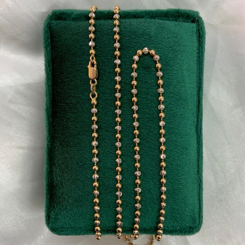 Cadena Italy Militar Lisa/Diamantada Oro blanco y Oro rosa 18k 16,22 Gr / 3 mm / 70 Cm *