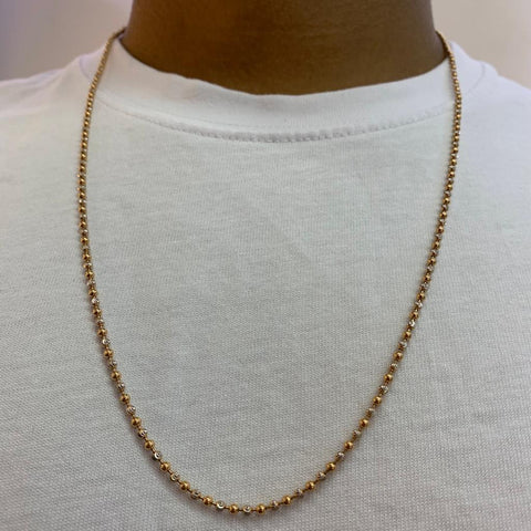 Cadena Italy Militar Lisa/Diamantada Oro blanco y Oro rosa 18k 16,22 Gr / 3 mm / 70 Cm *