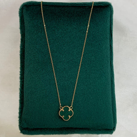 Cadena Italy Rolon + Trebol Verde Oro amarillo 18k +3 / 2,02 Gr / 46 Cm *