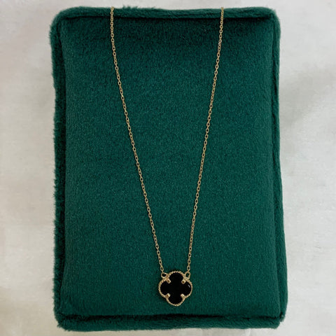 Cadena Italy Rolon + Trebol Negro Oro amarillo 18k +3 / 2,17 Gr / 46 Cm